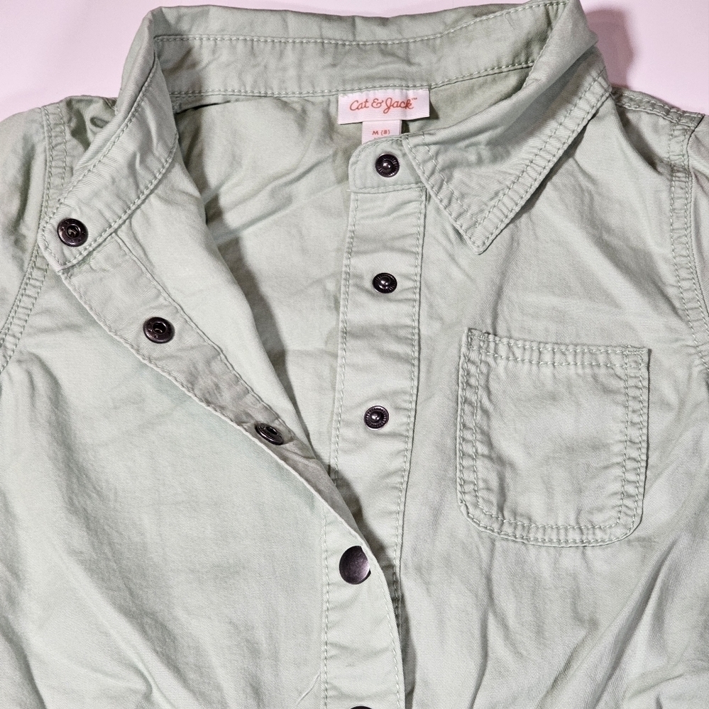 Cat & Jack Girl's Short Sleeve Jumpsuit Utility Boilersuit Sage Size M, L, & XL - Picture 8 of 16